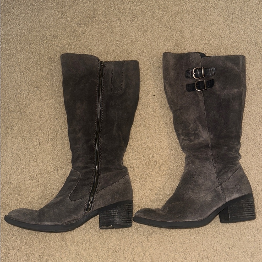 Born size 9 wide calf Stylish Gray Knee-High Boots